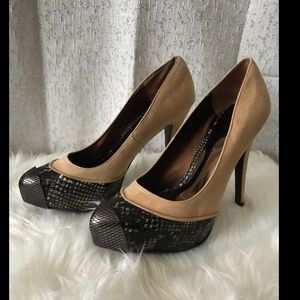 Carlos Santana Platform Shoes sz10 Suede/Snakeskin